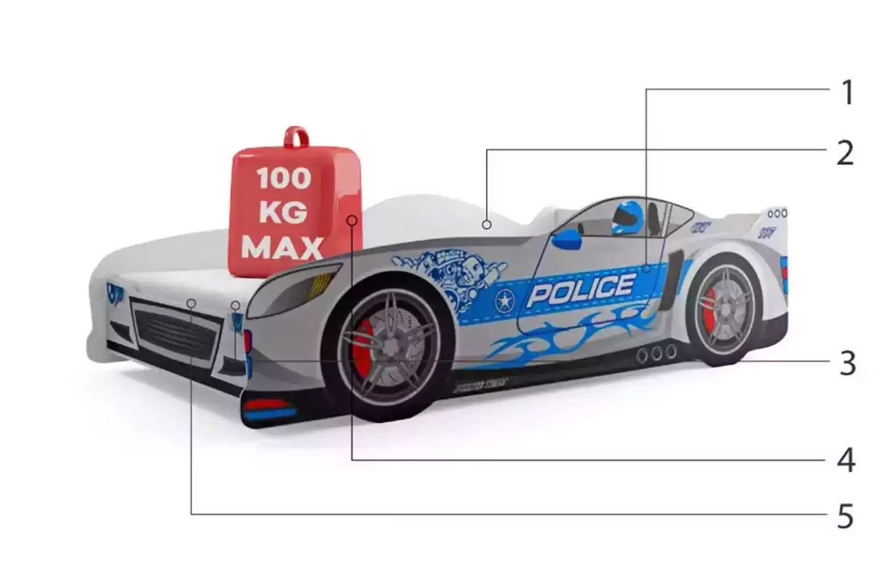 Lit enfant simple Cars 80X160 avec matelas, argent | Interbeds Czesci Skladowe Lit enfant simple Cars 80X160 avec matelas, argent Czesci Skladowe