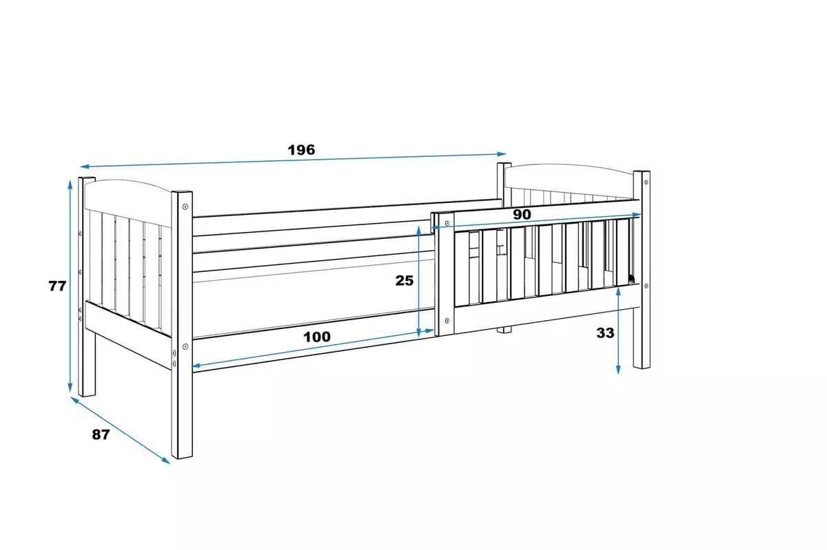 Dimensions et spécifications pour Lit ado simple Jacquot 80X190 avec matelas, gris Dimensions et spécifications pour Lit ado simple Jacquot 80X190 avec matelas, gris