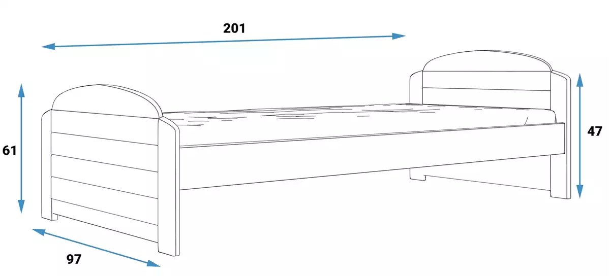 Dimensions et spécifications pour Lit ado simple Lili 90X200 avec matelas, blanc Dimensions et spécifications pour Lit ado simple Lili 90X200 avec matelas, blanc