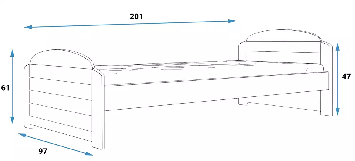 Dimensions et spécifications pour Lit ado simple Lili 90X200, blanc Dimensions et spécifications pour Lit ado simple Lili 90X200, blanc