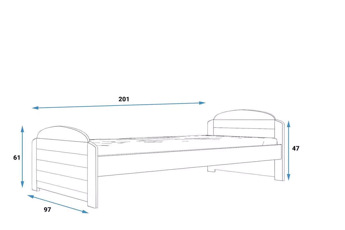 Dimensions et spécifications pour Lit ado simple Lili 90X200, gris Dimensions et spécifications pour Lit ado simple Lili 90X200, gris