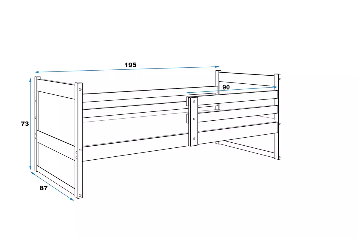 Dimensions et spécifications pour Lit ado simple Rico 80X190 avec matelas, blanc/vert Dimensions et spécifications pour Lit ado simple Rico 80X190 avec matelas, blanc/vert