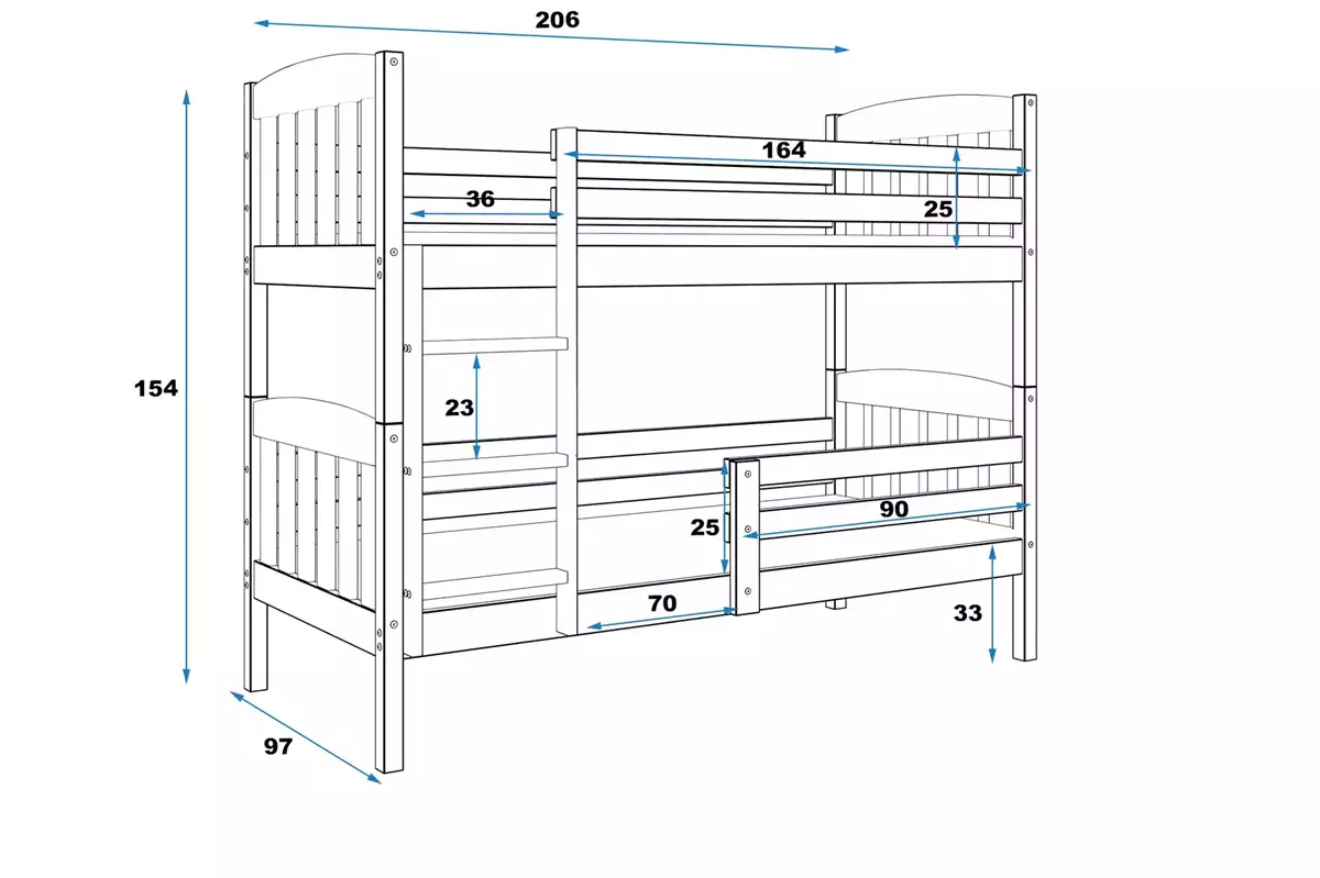 Dimensions et spécifications pour Lit ado superposé Jacquot 90X200 avec matelas, blanc Dimensions et spécifications pour Lit ado superposé Jacquot 90X200 avec matelas, blanc