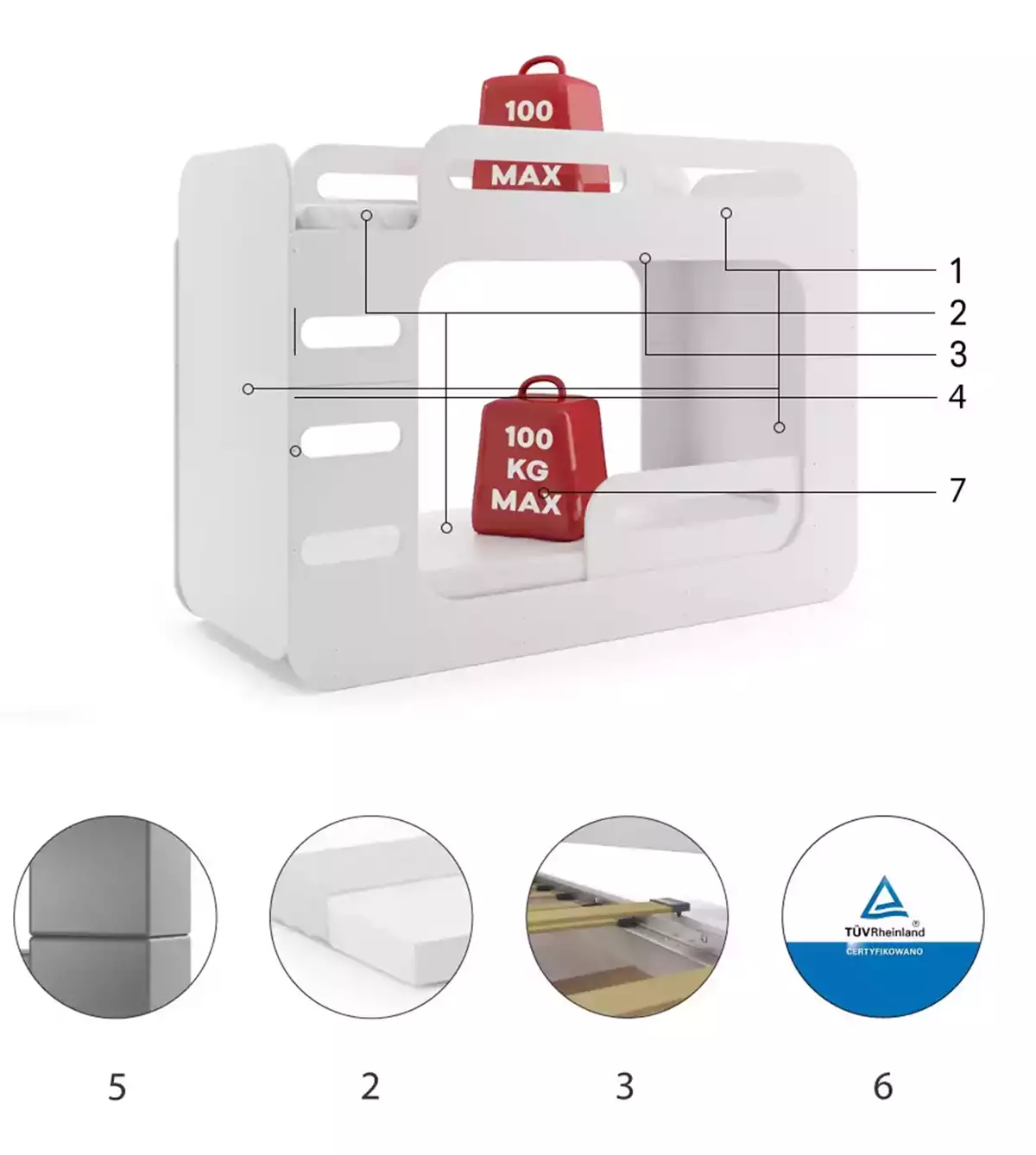 Composants pour Lit ado superposé Max 2 80X200 avec matelas Composants pour Lit ado superposé Max 2 80X200 avec matelas