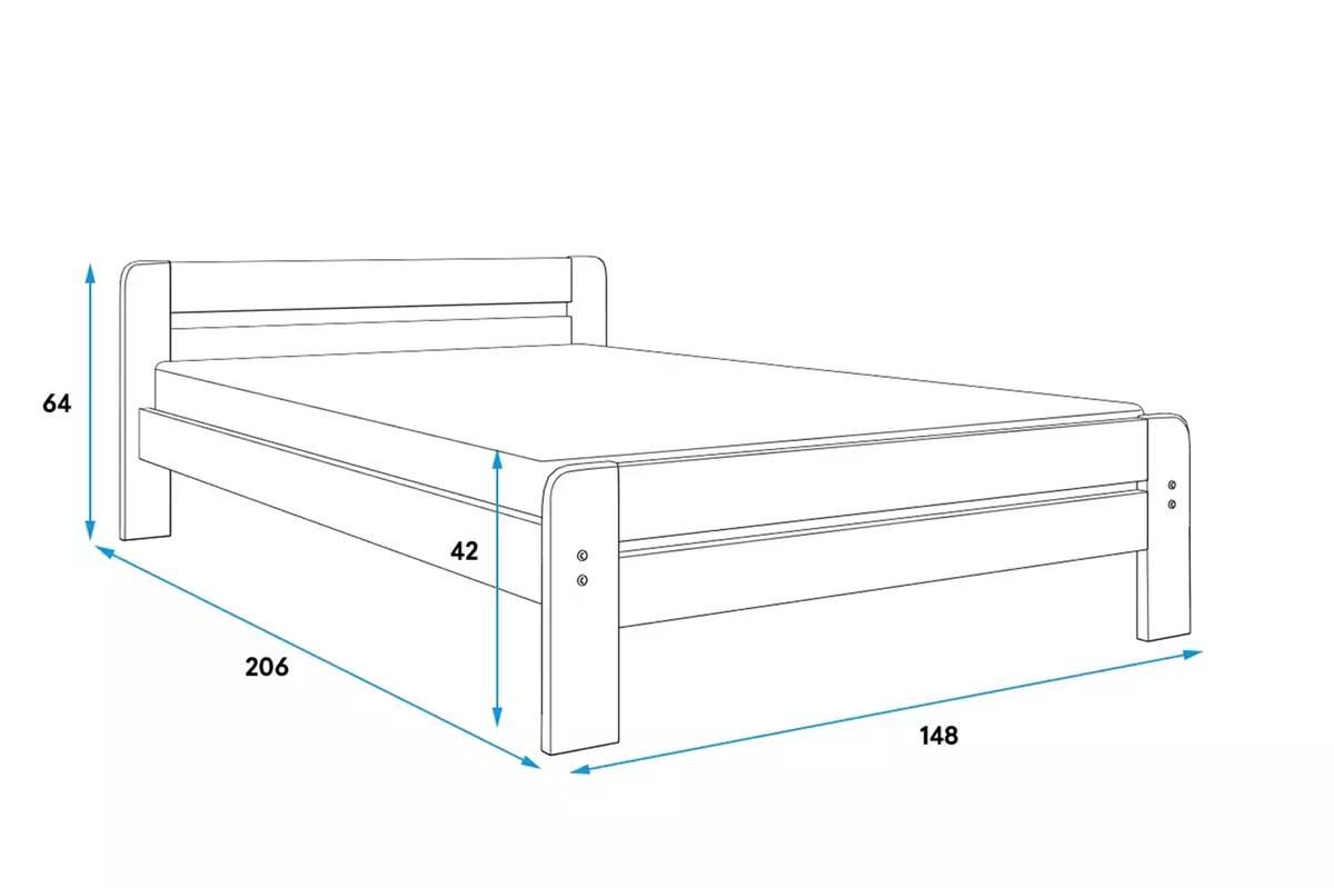 Dimensions et spécifications pour Lit double Dallas 140X200 avec matelas, pin Dimensions et spécifications pour Lit double Dallas 140X200 avec matelas, pin