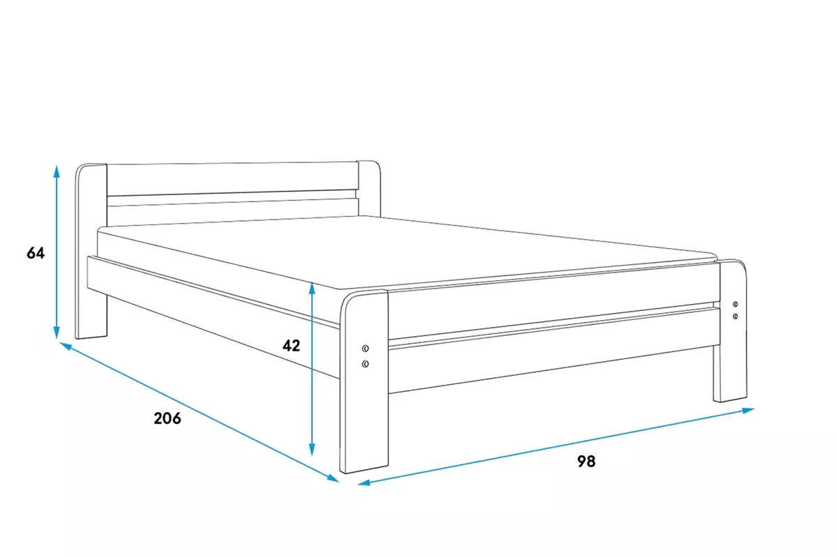 Dimensions et spécifications pour Lit double Dallas simple 90X200 avec matelas, pin Dimensions et spécifications pour Lit double Dallas simple 90X200 avec matelas, pin