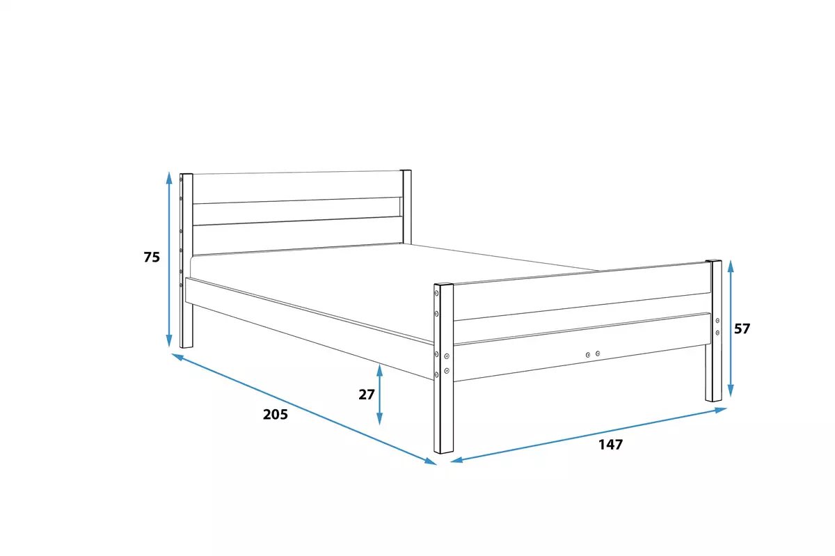 Lit double Orbis 140X200 avec matelas, bois naturel | Interbeds Rozmiar Lit double Orbis 140X200 avec matelas, bois naturel Rozmiar