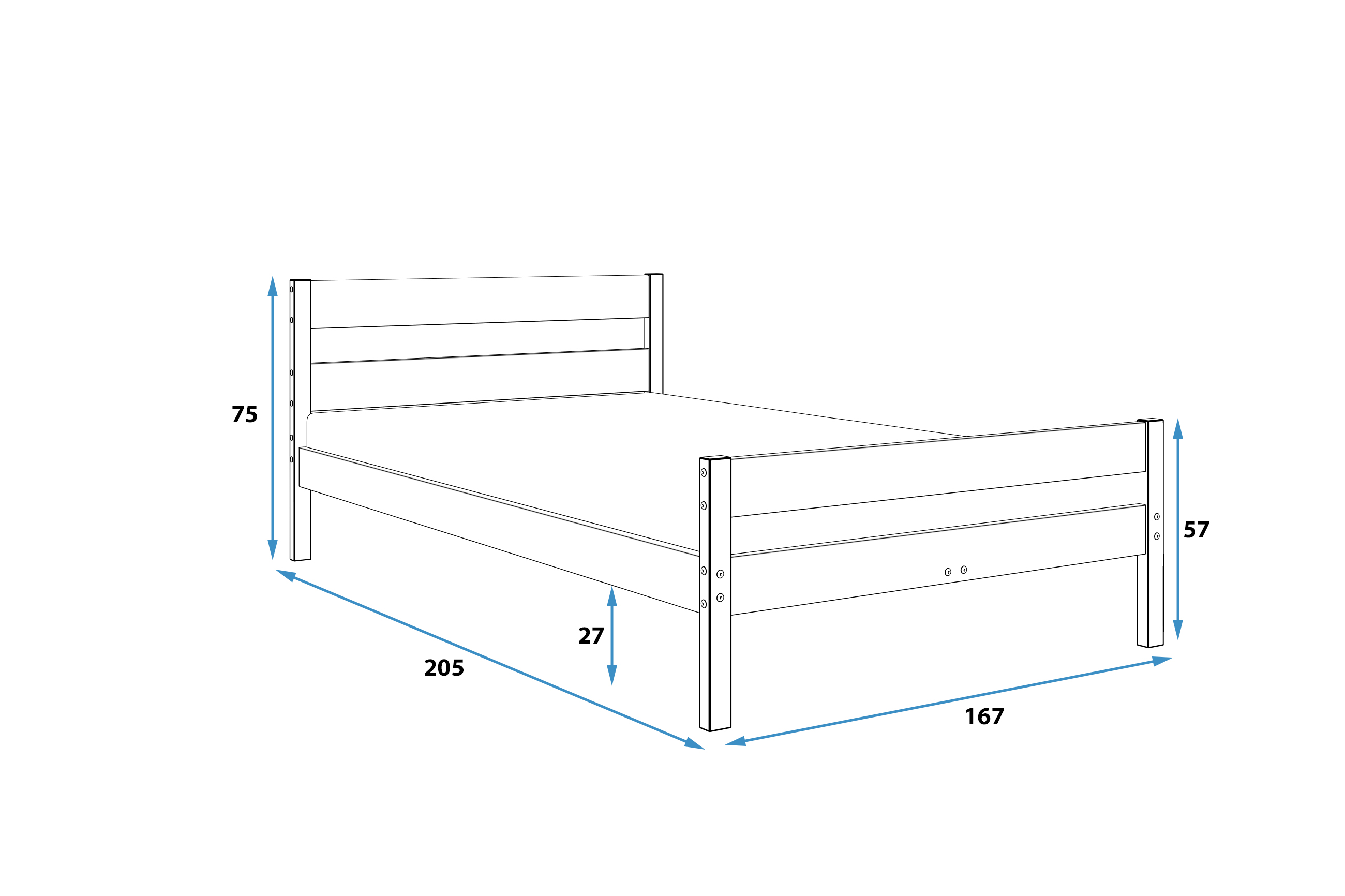 Lit double Orbis 160X200 avec matelas, bois naturel | Interbeds Rozmiar Lit double Orbis 160X200 avec matelas, bois naturel Rozmiar