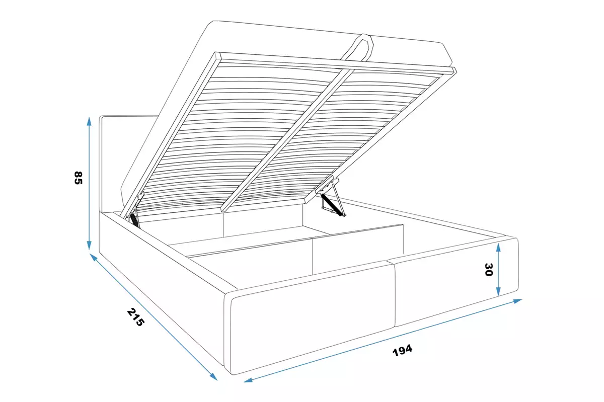 Dimensions et spécifications pour Lit double rembourré Le Hilton 180X200 avec coffre, vert Dimensions et spécifications pour Lit double rembourré Le Hilton 180X200 avec coffre, vert