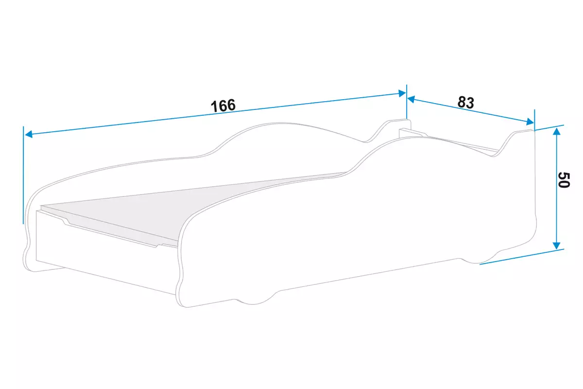 Lit enfant simple Cars 80X160 avec matelas, argent | Interbeds Rozmiar Lit enfant simple Cars 80X160 avec matelas, argent Rozmiar