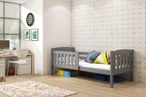 Lit ado simple Jacquot 90X190 avec matelas, gris