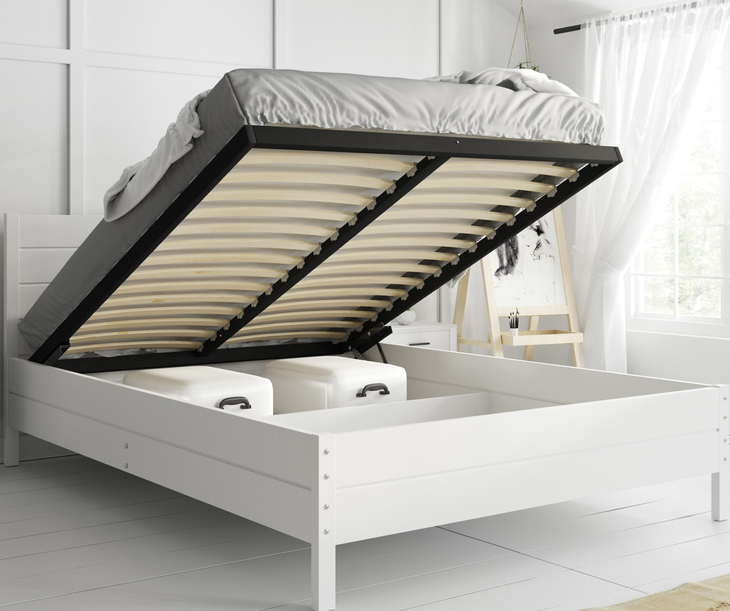 Lit double 140x200 – Continental blanc avec sommier relevable