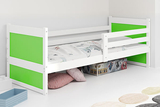 Lit ado simple Rico 80X190 avec matelas, blanc/vert