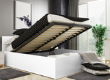 Lit double Le Panamax 140X200 avec matelas et coffre, blanc