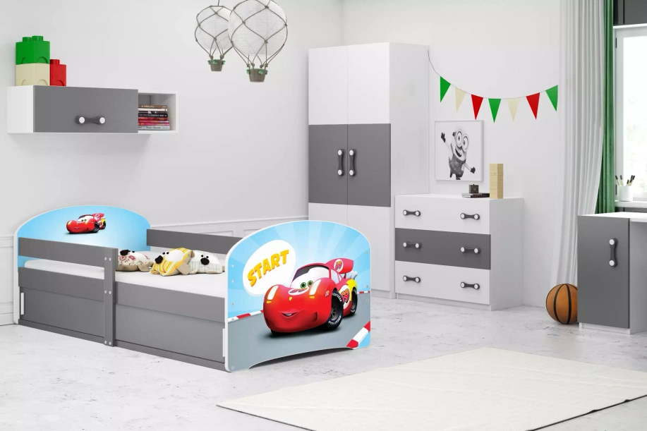 Lit enfant simple Louis 1 80X160 avec rangement, Autko, gris