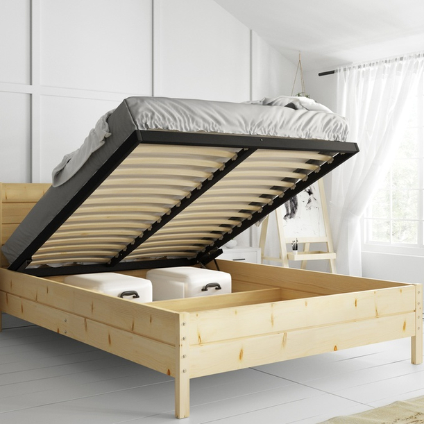 Lit en bois 140x200 - Continental en pin avec sommier relevable