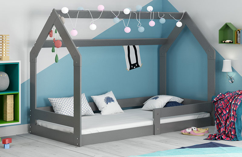 Lit enfant simple Cabane 1 80X160, gris