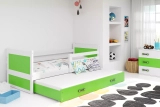 Lit ado gigogne Rico 90X200 avec tiroir, blanc/vert