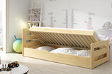 Lit ado simple Erni 90X200 avec coffre, pin