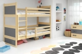 Lit ado superposé Rico 90X200 avec matelas, pin/gris