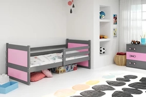 Lit ado simple Rico 90X200, gris/rose