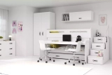Lit ado superposé 3 places MAX 1 80X200 avec matelas et bureau, blanc