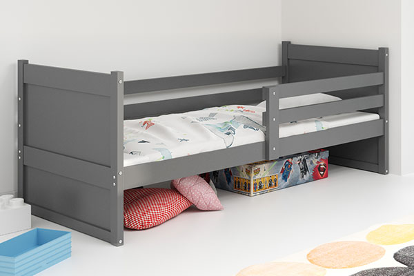 Lit ado simple Rico 90X200 avec matelas, gris