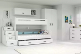 Lit ado superposé Max 3 120X200 avec matelas et tiroir, blanc