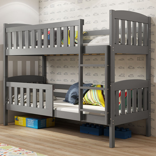 Lit ado superposé Jacquot 90X190 avec matelas, gris