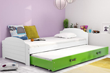 Lit ado gigogne Lili 90X200 avec tiroir, blanc/vert