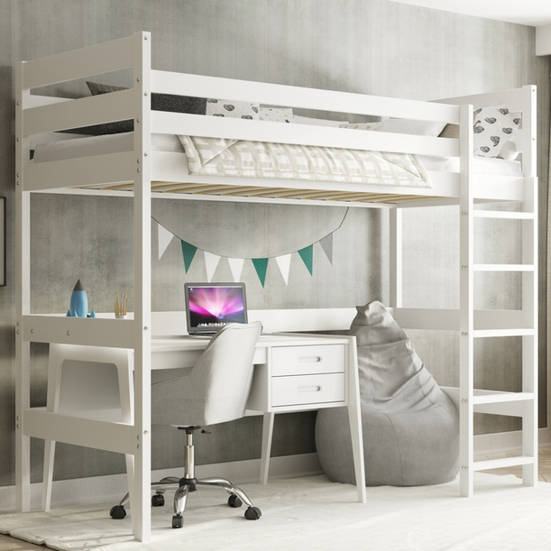 Lit mezzanine pour jeunes – blanc 90x200