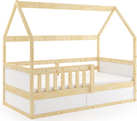 Lit enfant simple Smart 2 Cabane 80X160 avec rangement, bois naturel