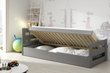 Lit ado simple Erni 90X200 avec matelas et coffre, gris