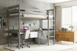 Lit mezzanine pour jeunes – gris graphite 90x200