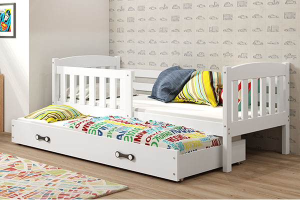 Lit ado gigogne Jacquot 80X190 avec matelas et tiroir, blanc
