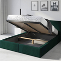Lit double rembourré Le Hilton 160X200 avec matelas et coffre, vert