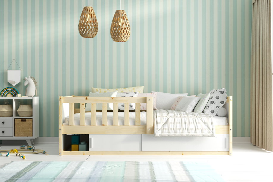 Lit simple enfant Smart 2 bois naturel avec matelas 80 x 160