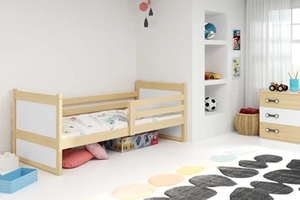 Lit ado simple Rico 90X200 avec matelas, pin/blanc