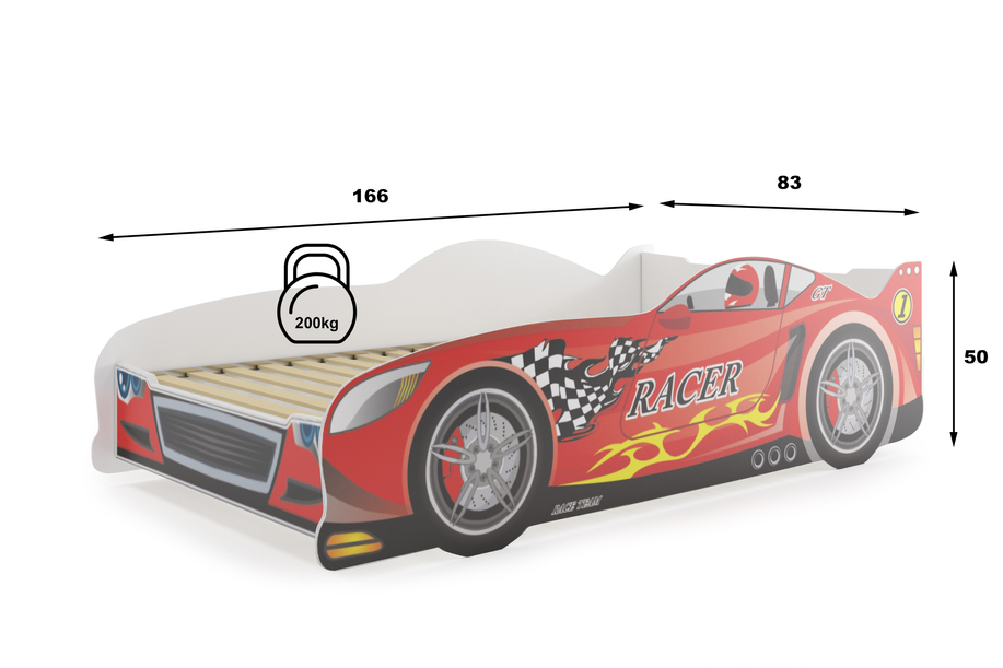 Lit enfant simple Cars 80X160, rouge