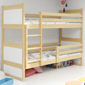 Lit ado superposé Rico 90X200 avec matelas, pin/blanc