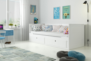 Lit ado gigogne Hermès 80X200 avec matelas et tiroir, blanc