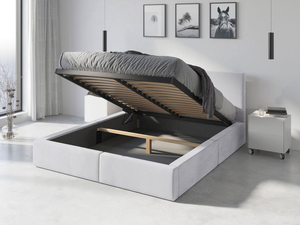 Lit double rembourré Le Hilton 120X200 avec coffre, blanc