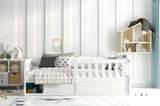 Lit enfant simple Smart 80X160 avec matelas et rangement, blanc