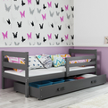 Lit ado simple Éric 90X190 avec matelas et tiroir, gris