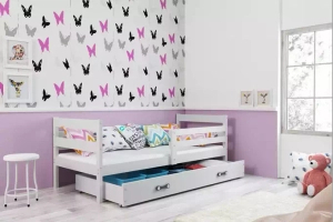 Lit ado simple Éric 90X190 avec matelas et tiroir, blanc