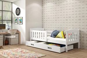 Lit ado simple Jacquot 80X190 avec matelas et tiroir, blanc