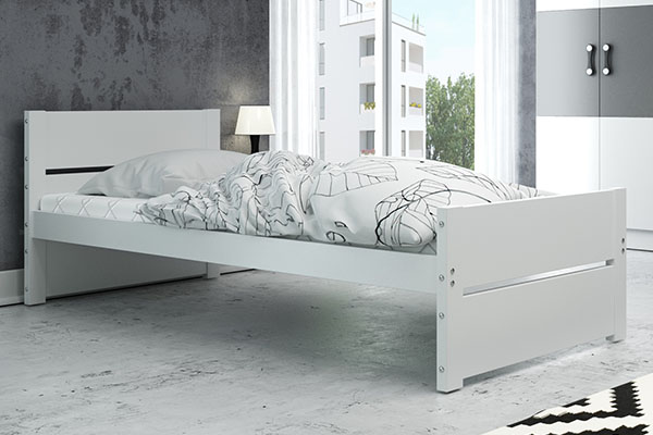 Lit ado simple Bart 90X200 avec matelas, blanc