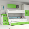 Lit ado superposé 3 places Max 3 120X200 avec matelas et tiroir, vert