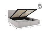 Lit double rembourré Le Hilton 180X200 avec coffre, gris clair