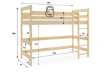 Lit mezzanine pour jeunes – bois naturel 90x200